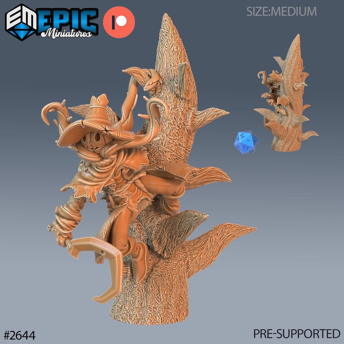 Pumpkin Scarecrow Option #2644 front DND miniature Little Folk 16k resin