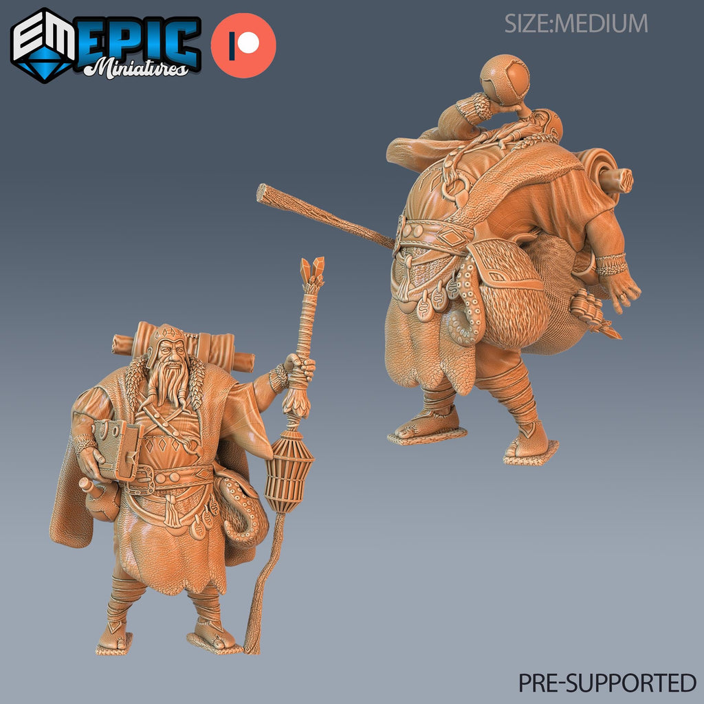 Wandering Merchant Set of 2 DND miniatures group photo Little Folk