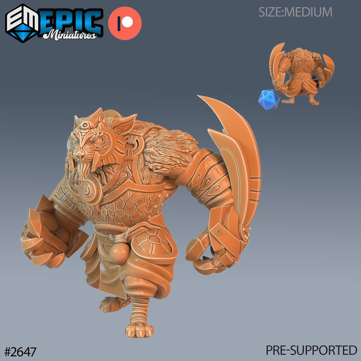 Armored Beast Option #2647 front DND miniature Little Folk 16k resin