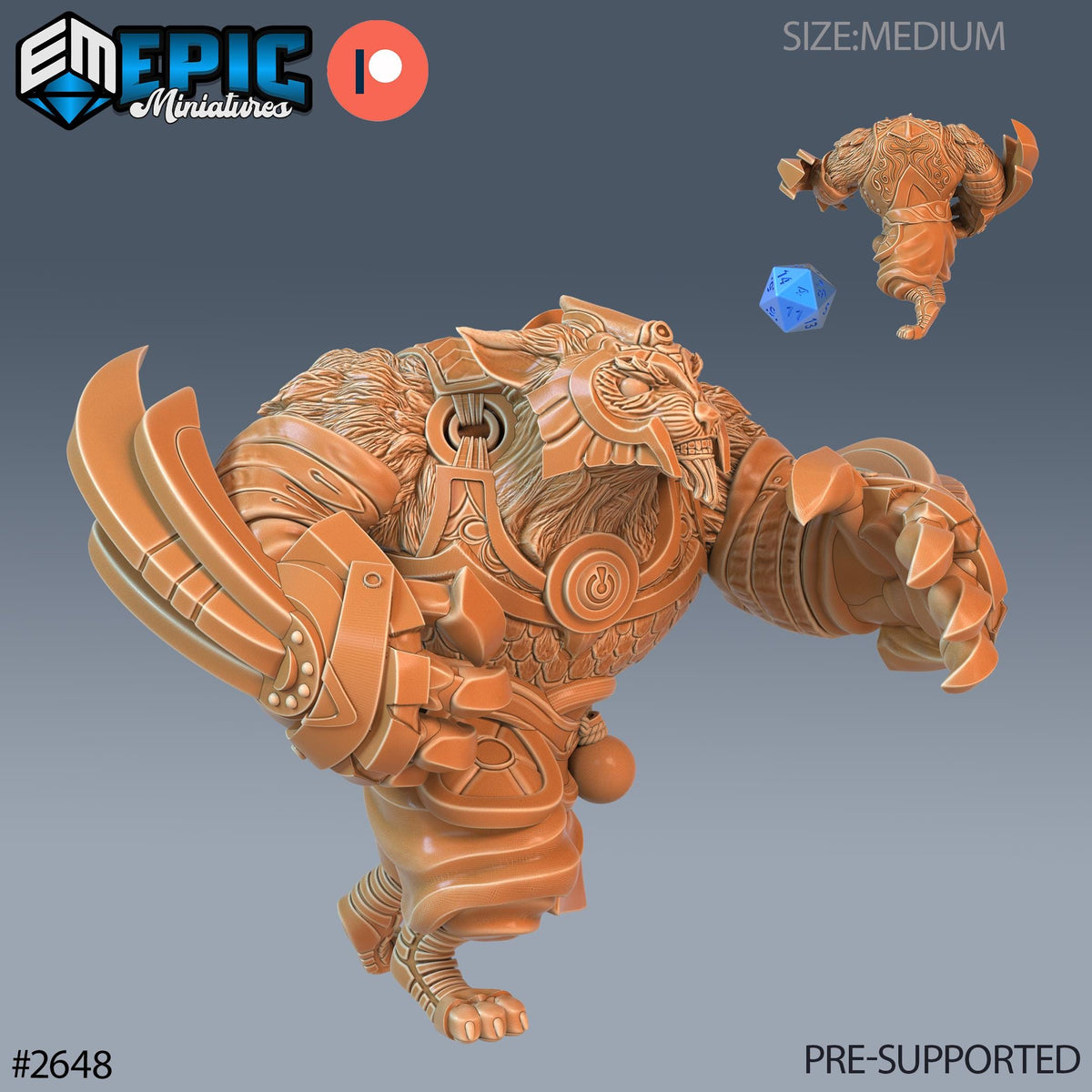 Armored Beast Option #2648 front DND miniature Little Folk 16k resin