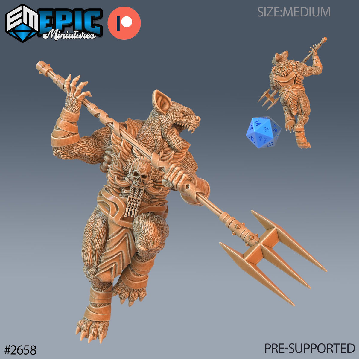 Prairie Gnoll Option #2658 front DND miniature Little Folk 16k resin