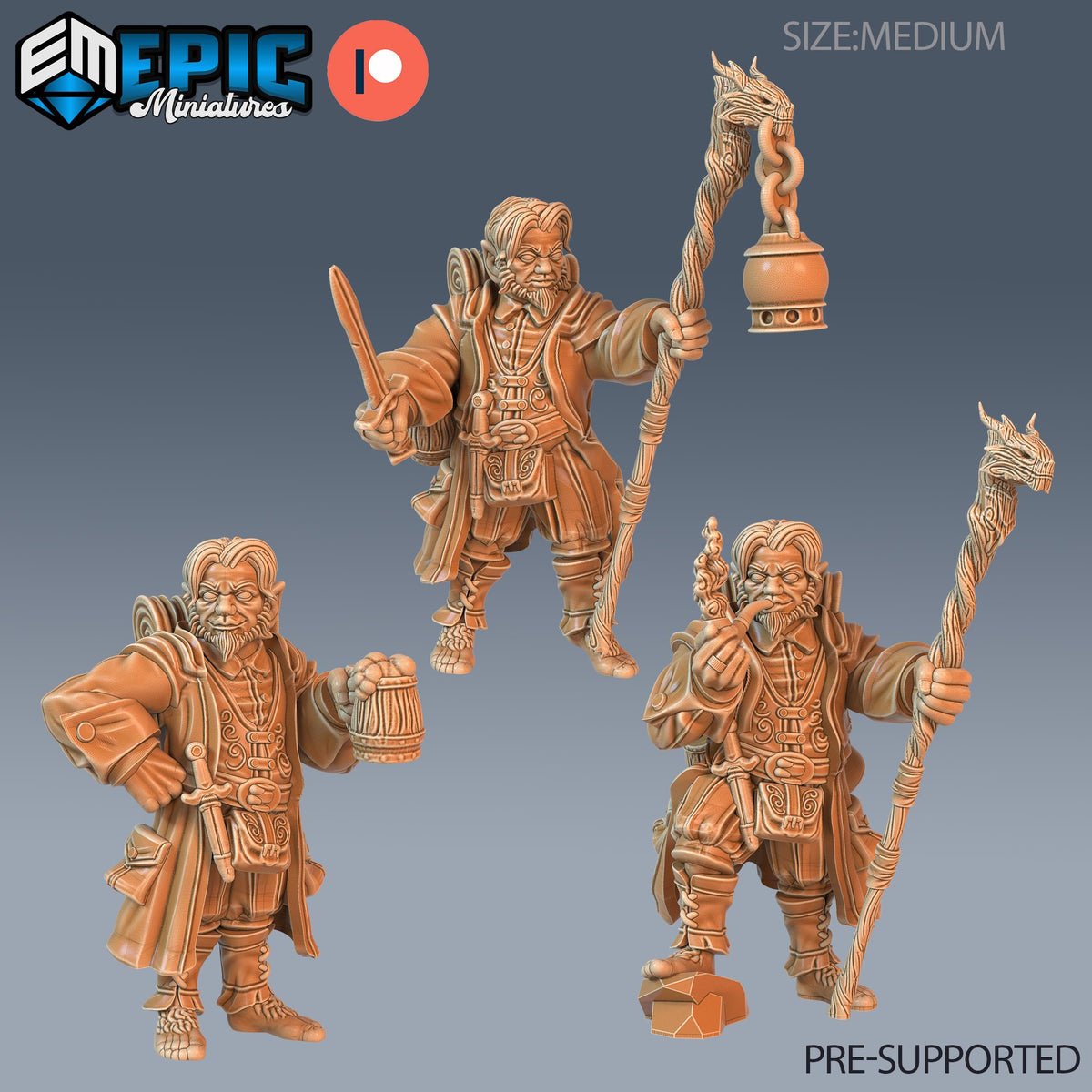 Halfling Adventurer Set of 3 DND miniatures group photo Little Folk