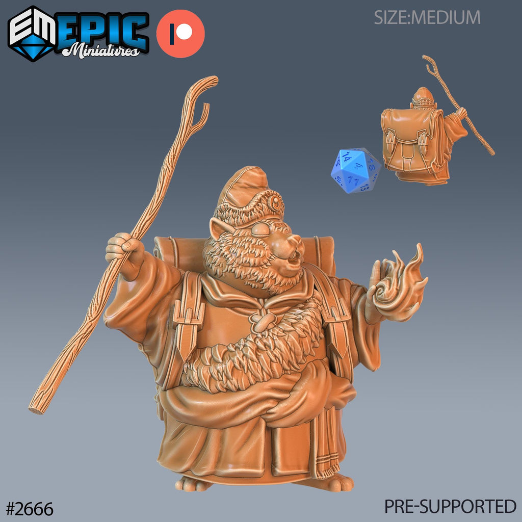 Traveling Hamster Monk Option #2666 front DND miniature Little Folk 16k resin