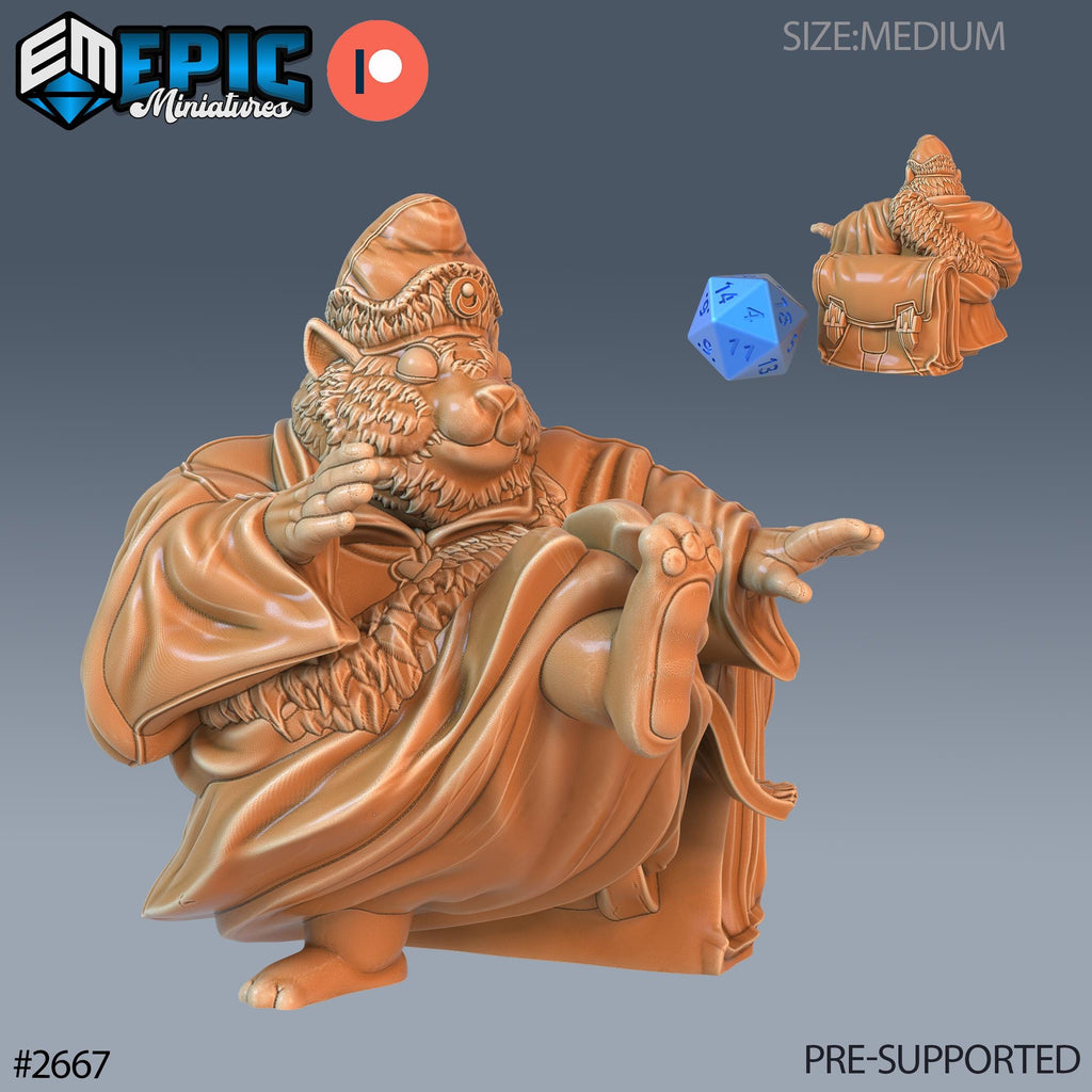Traveling Hamster Monk Option #2667 front DND miniature Little Folk 16k resin