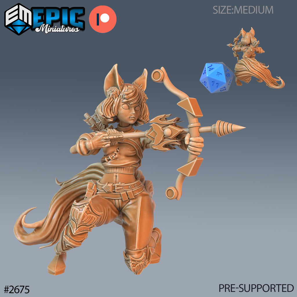 Fennec Girl Option #2675 front DND miniature Little Folk 16k resin