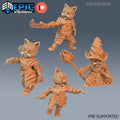 Cat Folk Tribe Set of 4 DND miniatures group photo Wild Winter Holidays