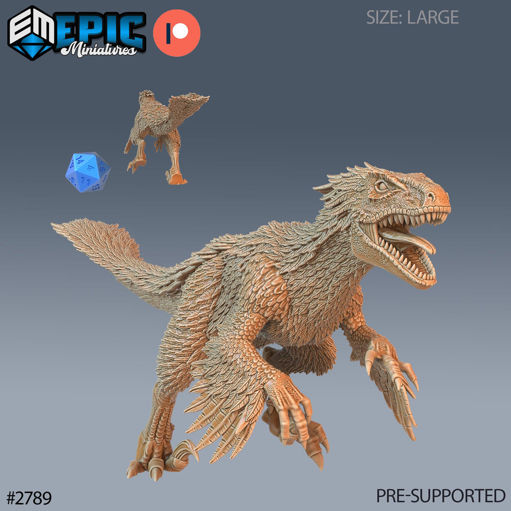 Feathered Raptor Option #2789 front DND miniature Reptiles of War 16k resin