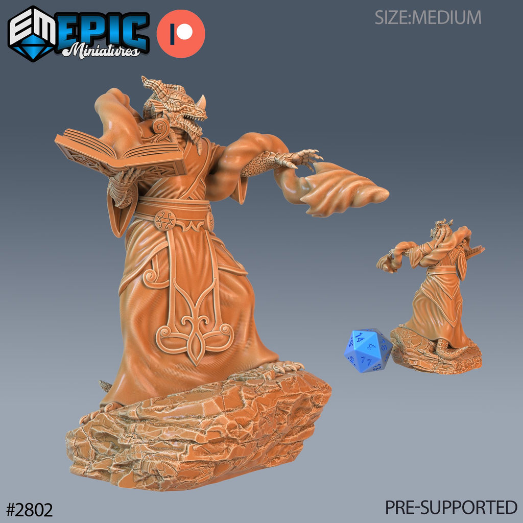 Dragonborn Priest Option #2802 front DND miniature Reptiles of War 16k resin