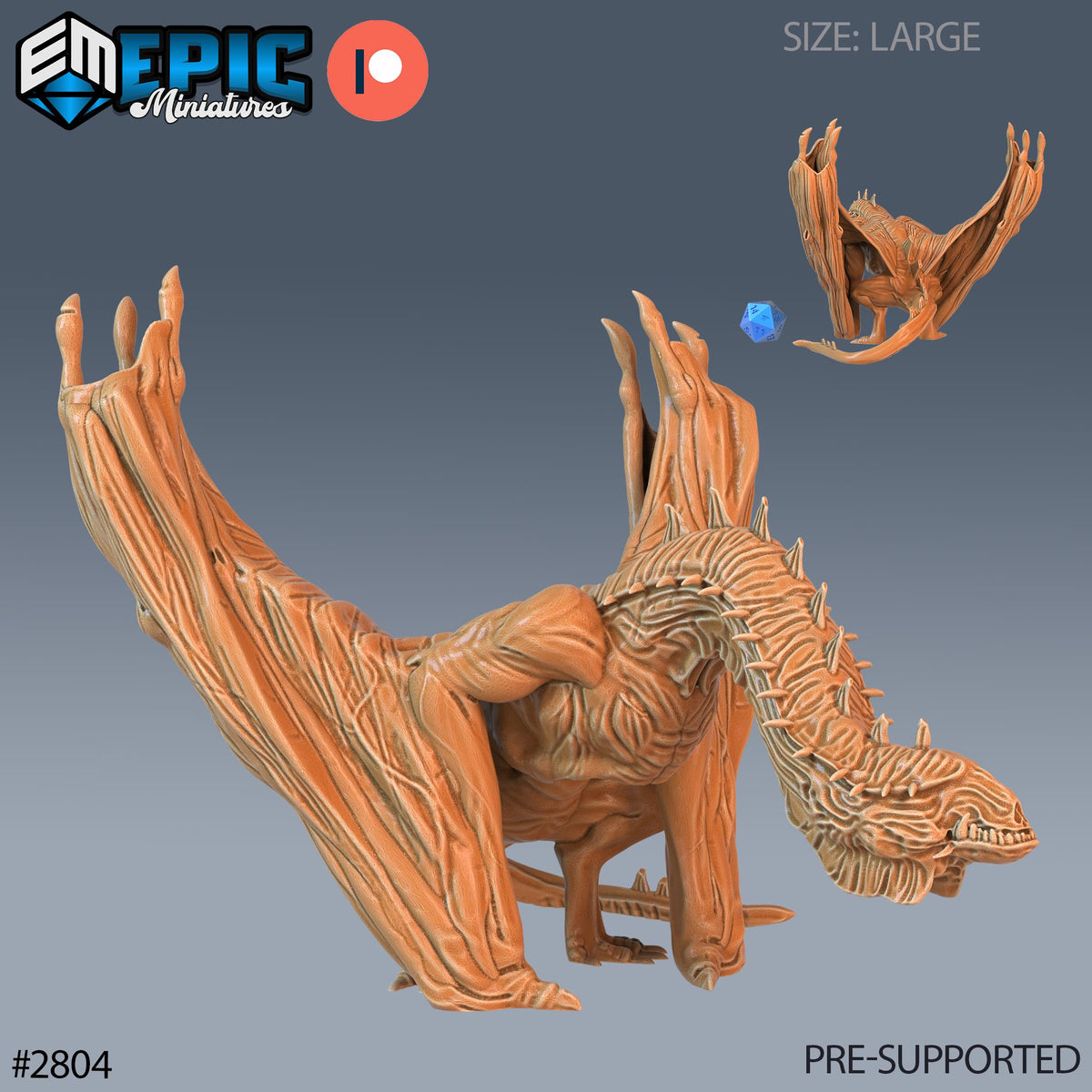 Cave Wyvern Option #2804 front DND miniature Reptiles of War 16k resin