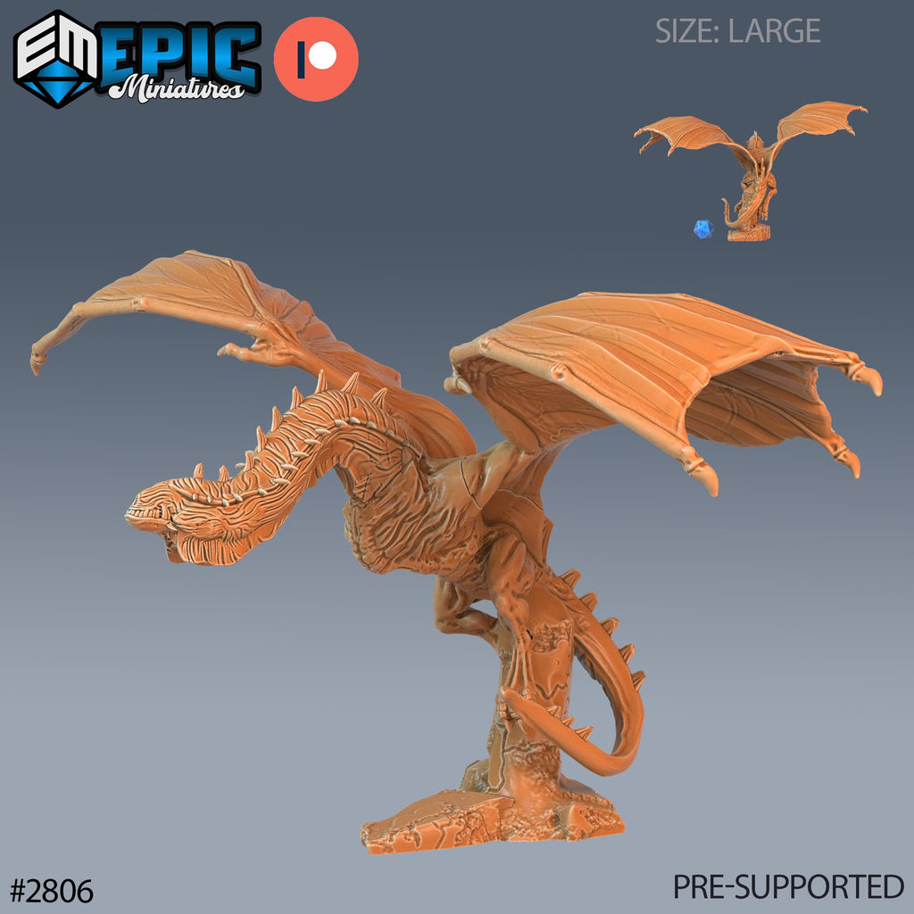Cave Wyvern Option #2806 front DND miniature Reptiles of War 16k resin