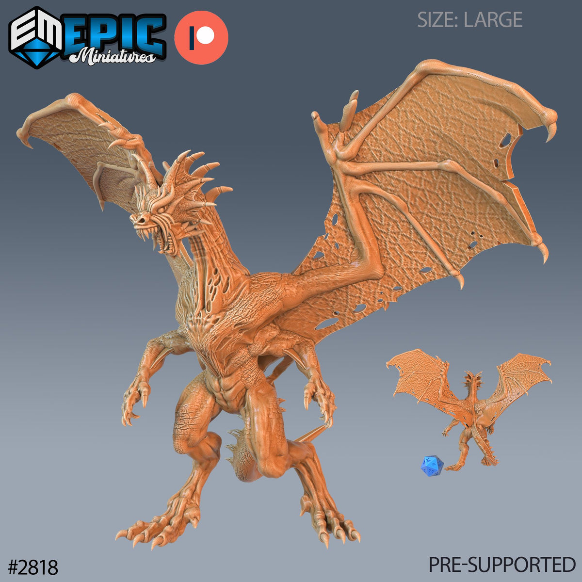 War Drake Option #2818 front DND miniature Reptiles of War 16k resin
