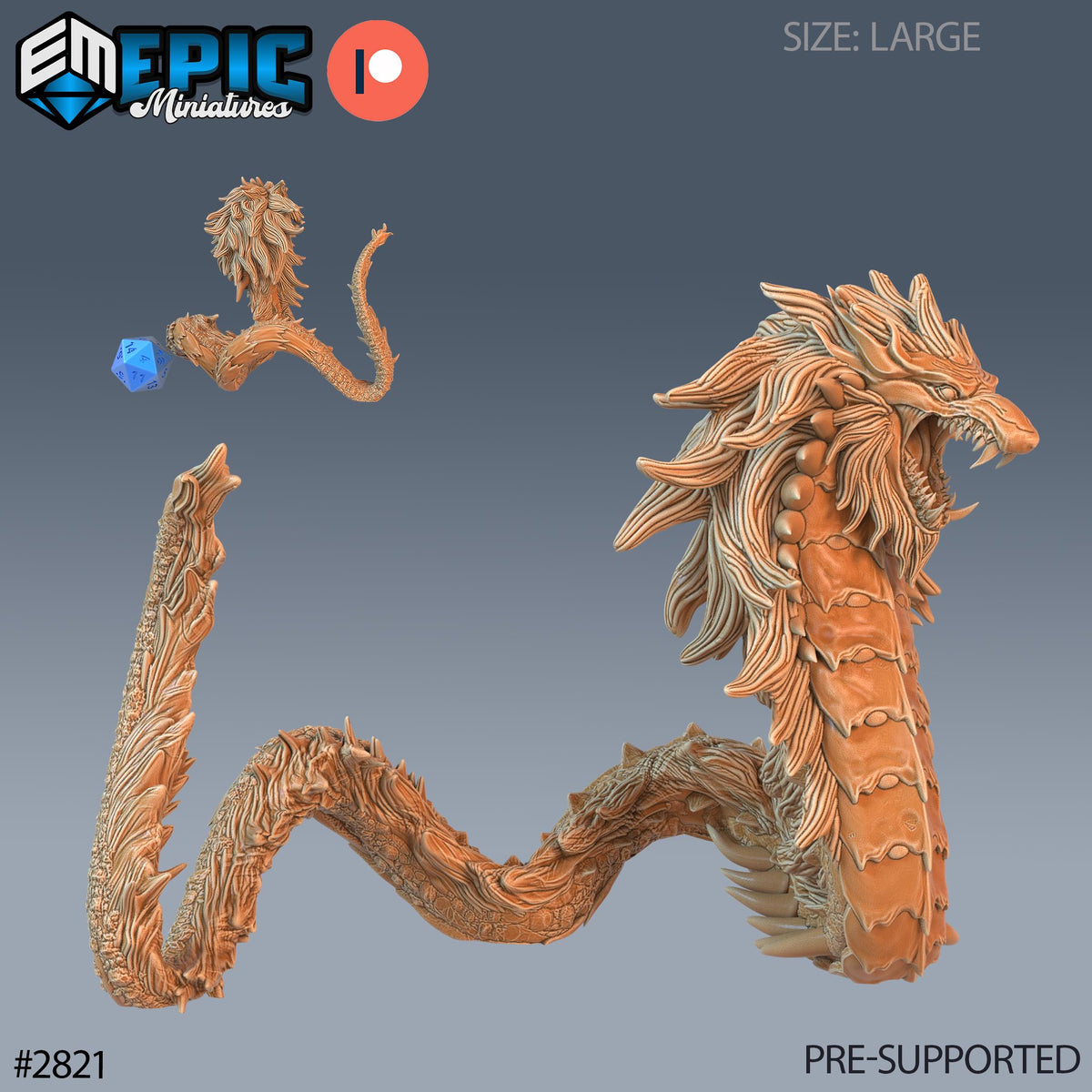 Beast Snake Option #2821 front DND miniature Reptiles of War 16k resin