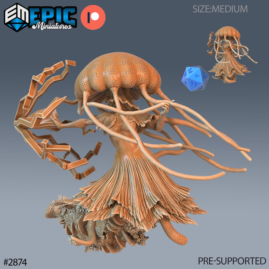 Jellyfish Mermaid Option #2874 front DND miniature Aquatic Journey 16k resin