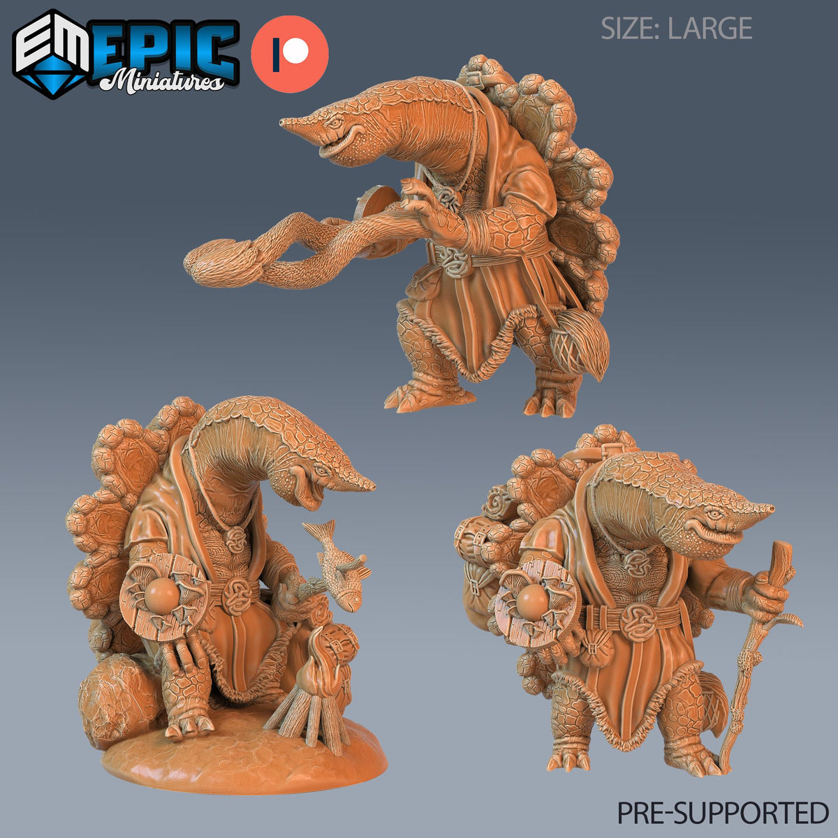 Island Turtle Folk Set of 3 DND miniatures group photo Aquatic Journey
