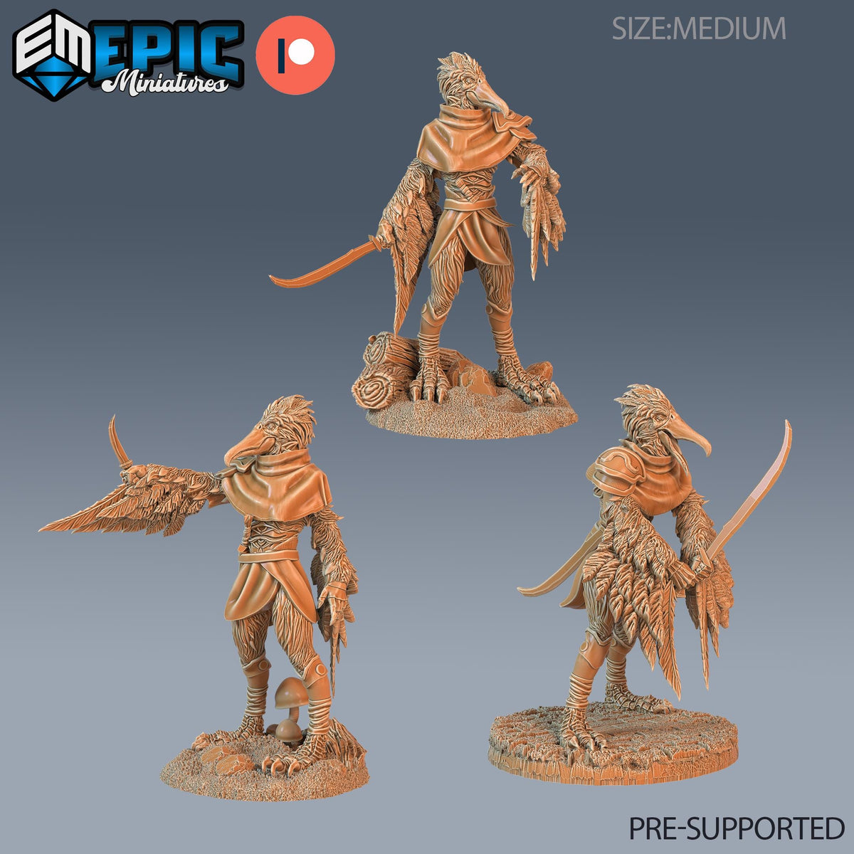 Bird Folk Pelican Set of 3 DND miniatures group photo Aquatic Journey