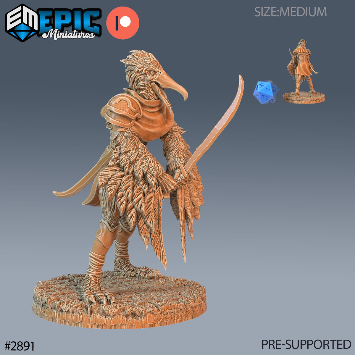Bird Folk Pelican Option #2891 front DND miniature Aquatic Journey 16k resin
