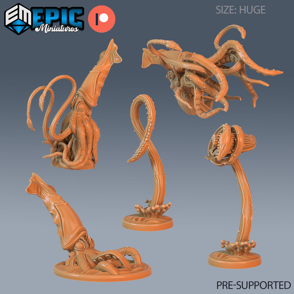 Giant Squid Set of 5 DND miniatures group photo Aquatic Journey