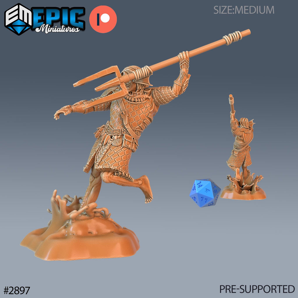 Triton Warrior Option #2897 front DND miniature Aquatic Journey 16k resin