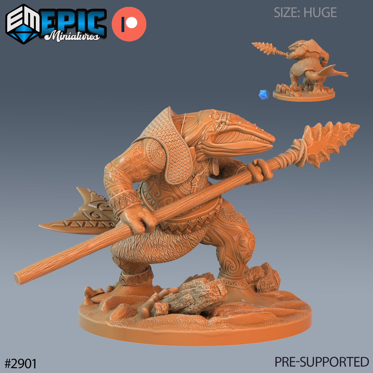Whale Folk Option #2901 front DND miniature Aquatic Journey 16k resin