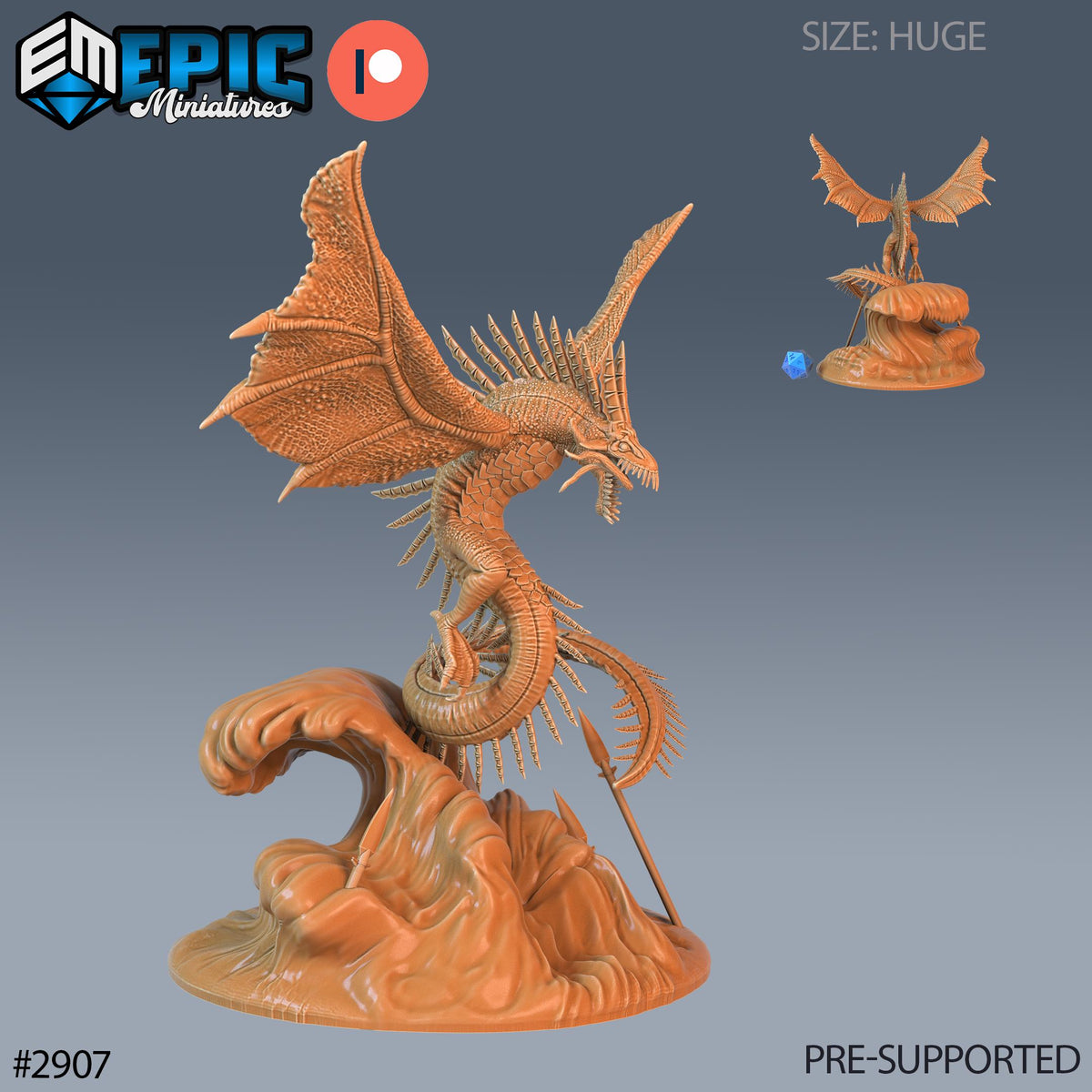 Ocean Drake Option #2907 front DND miniature Aquatic Journey 16k resin
