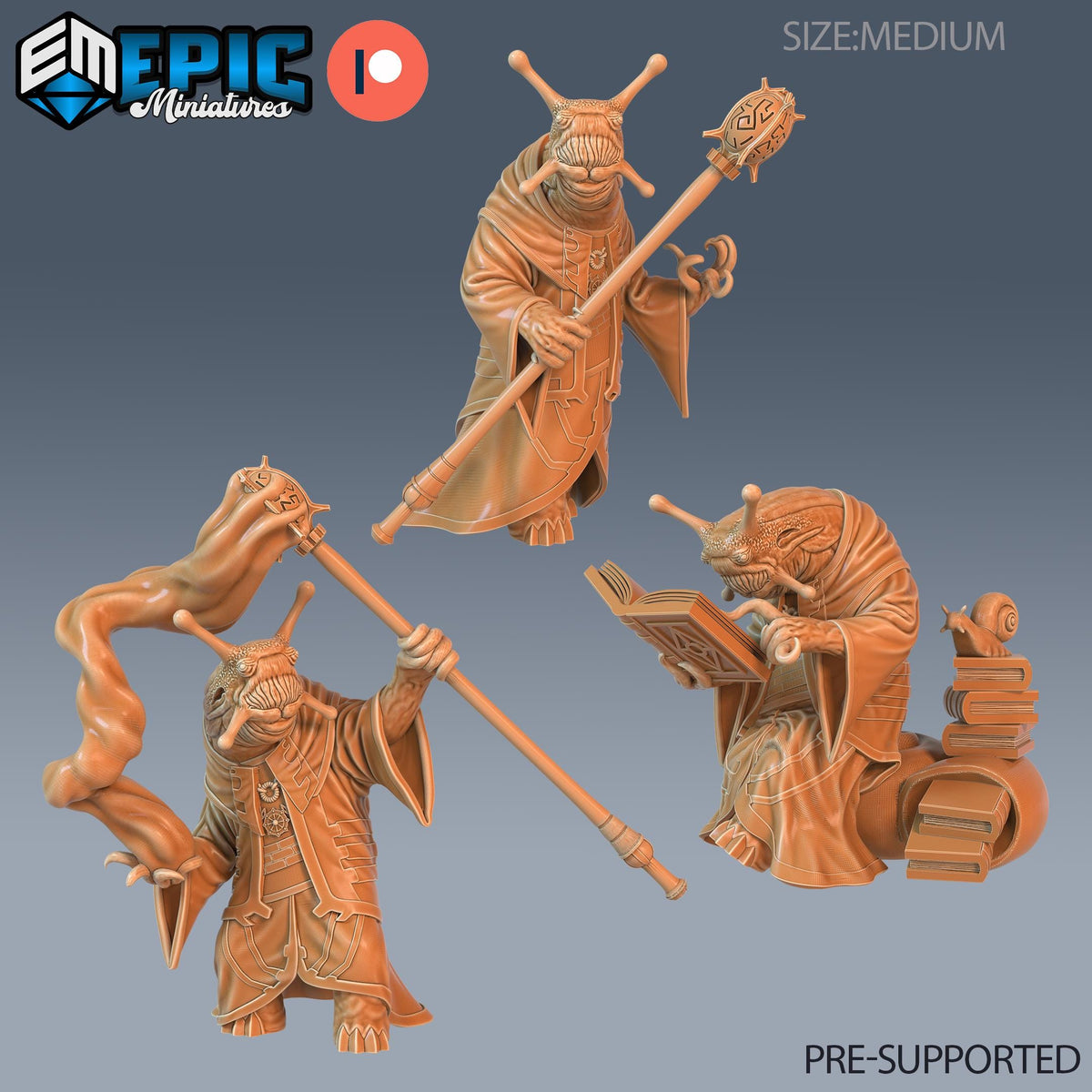 Snail Mage Set of 3 DND miniatures group photo Eternal Fungi