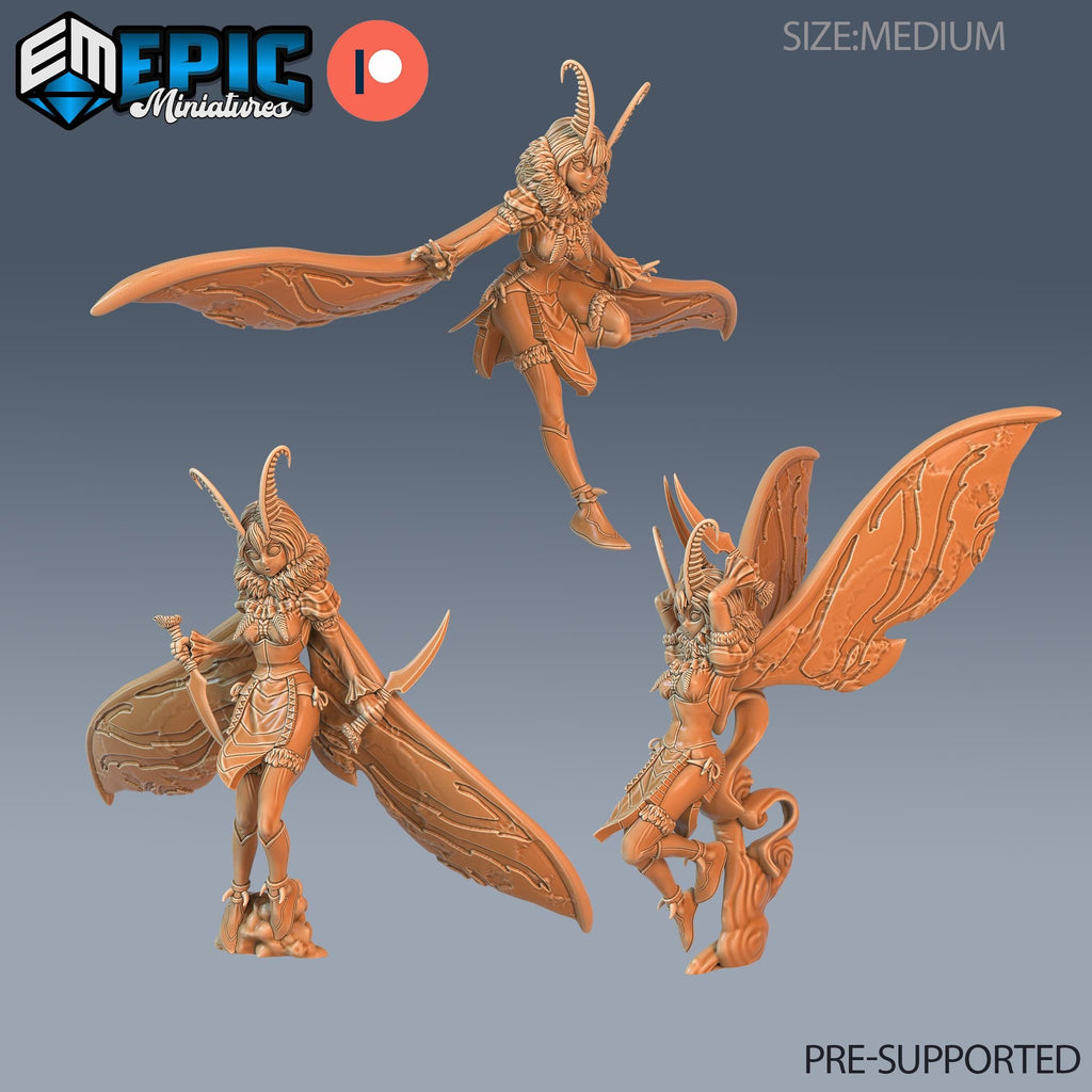 Moth Girl Set of 3 DND miniatures group photo Eternal Fungi