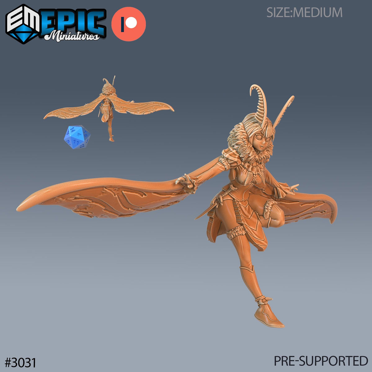 Moth Girl Option #3031 front DND miniature Eternal Fungi 16k resin