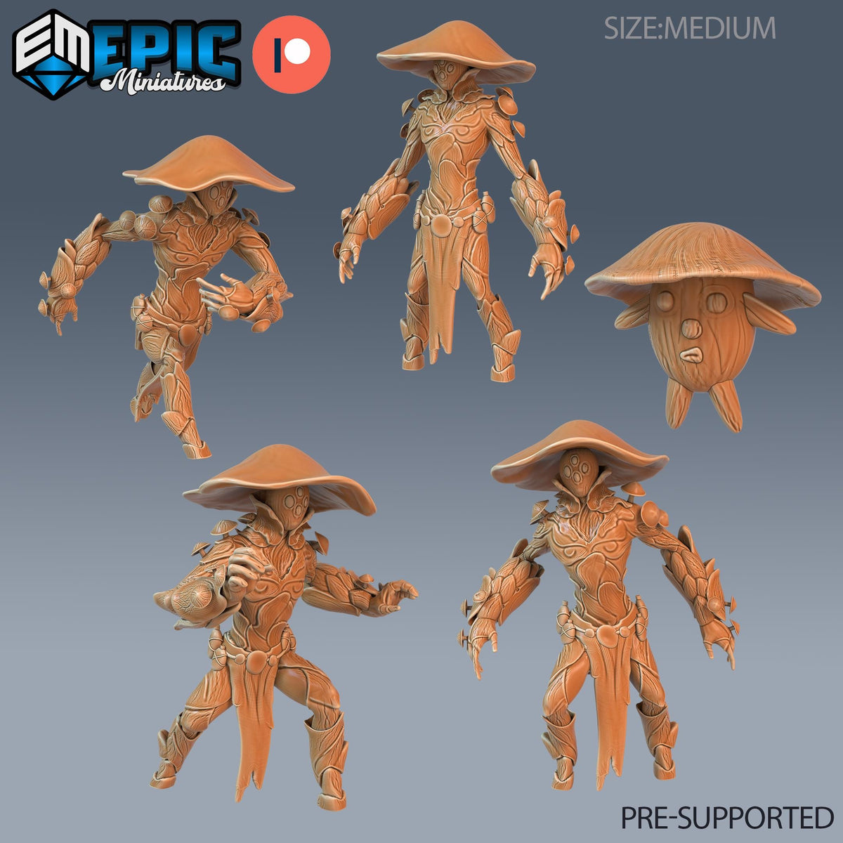 Mushroom Folk Set of 5 DND miniatures group photo Eternal Fungi