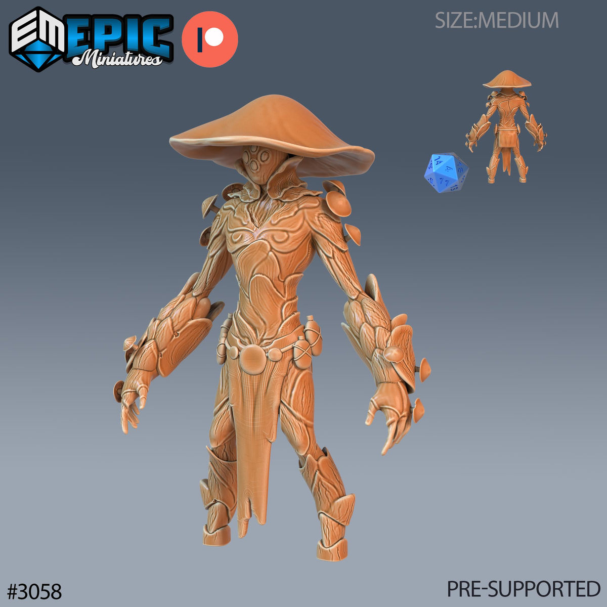 Mushroom Folk Option #3058 front DND miniature Eternal Fungi 16k resin