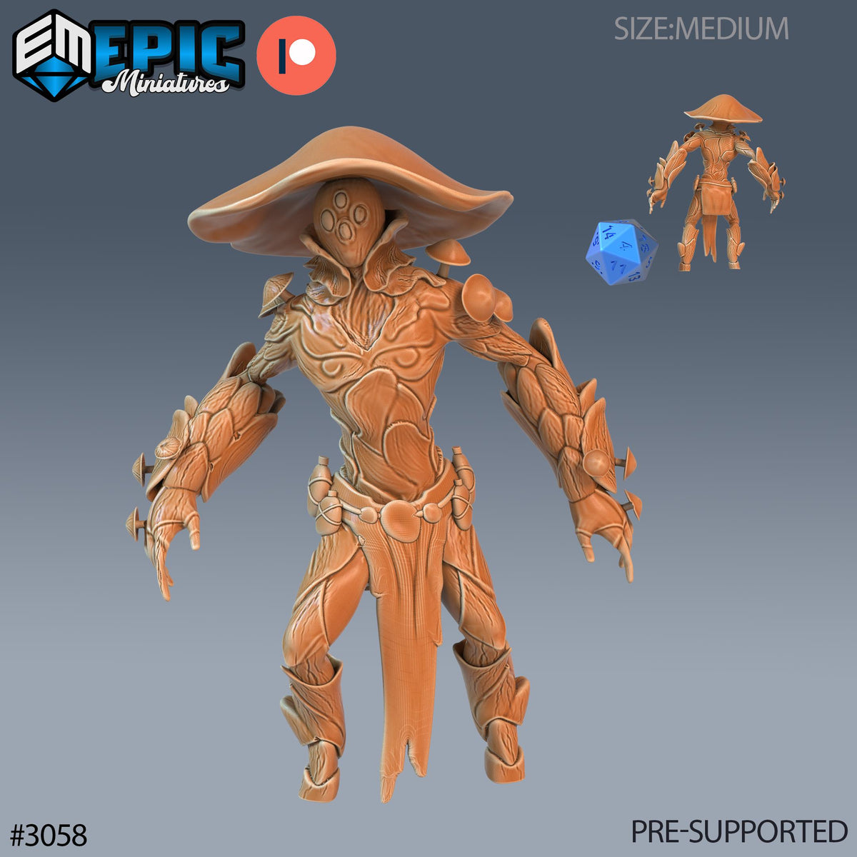 Mushroom Folk Option #3058 (2) front DND miniature Eternal Fungi 16k resin