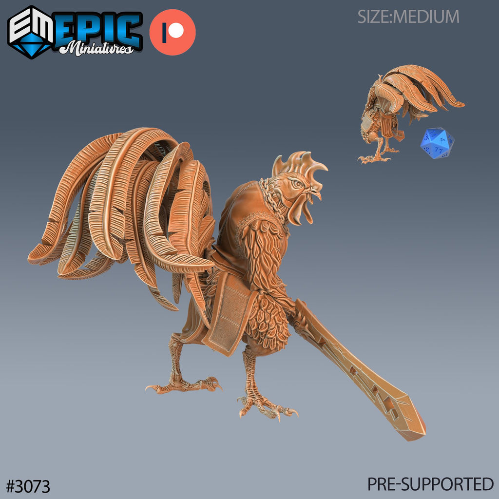 Rooster Warrior Option #3073 front DND miniature Sunrise Tavern 16k resin