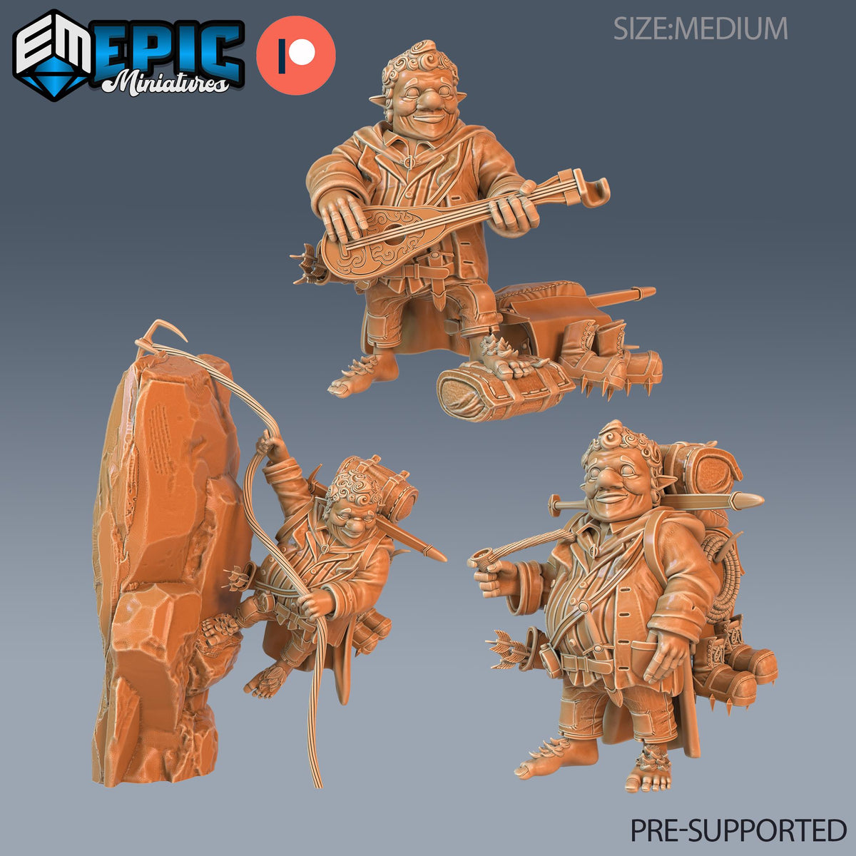Halfling Traveler Set of 3 DND miniatures group photo Sunrise Tavern