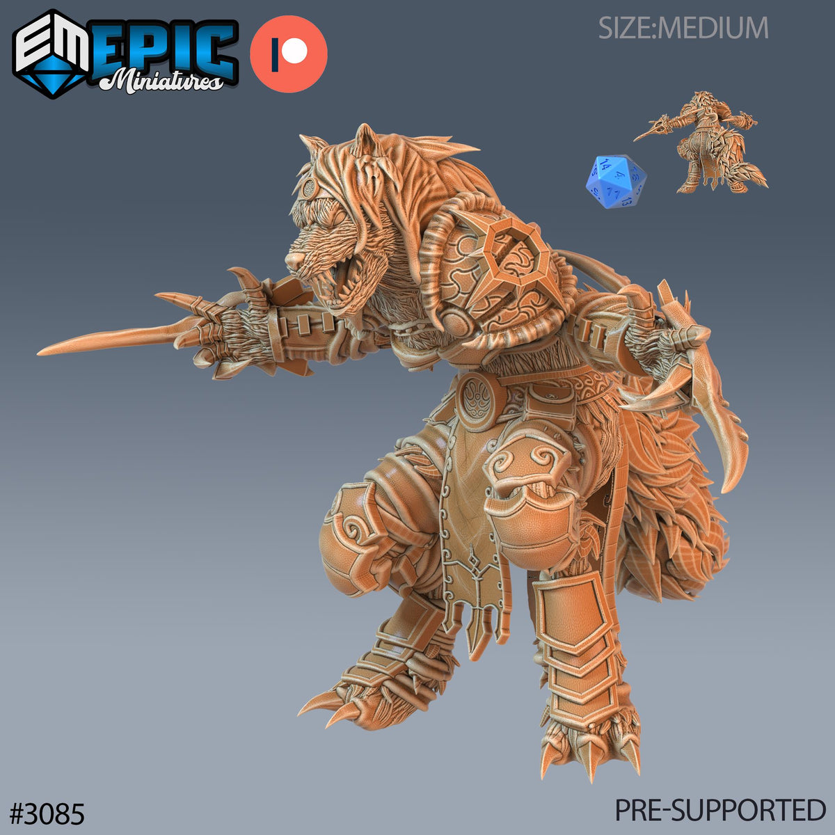 Werewolf Adventurer Female Option #3085 front DND miniature Sunrise Tavern 16k resin