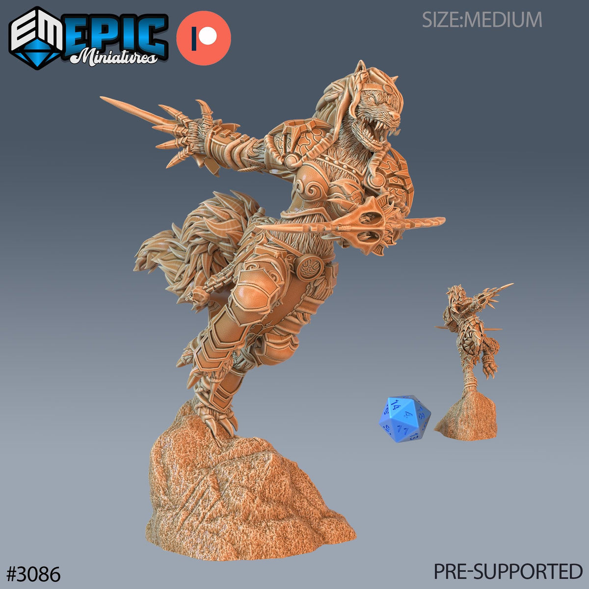 Werewolf Adventurer Female Option #3086 front DND miniature Sunrise Tavern 16k resin