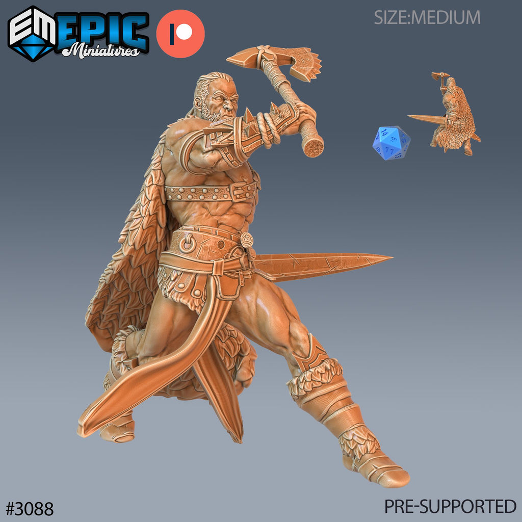 Barbarian Player Character Option #3088 front DND miniature Sunrise Tavern 16k resin