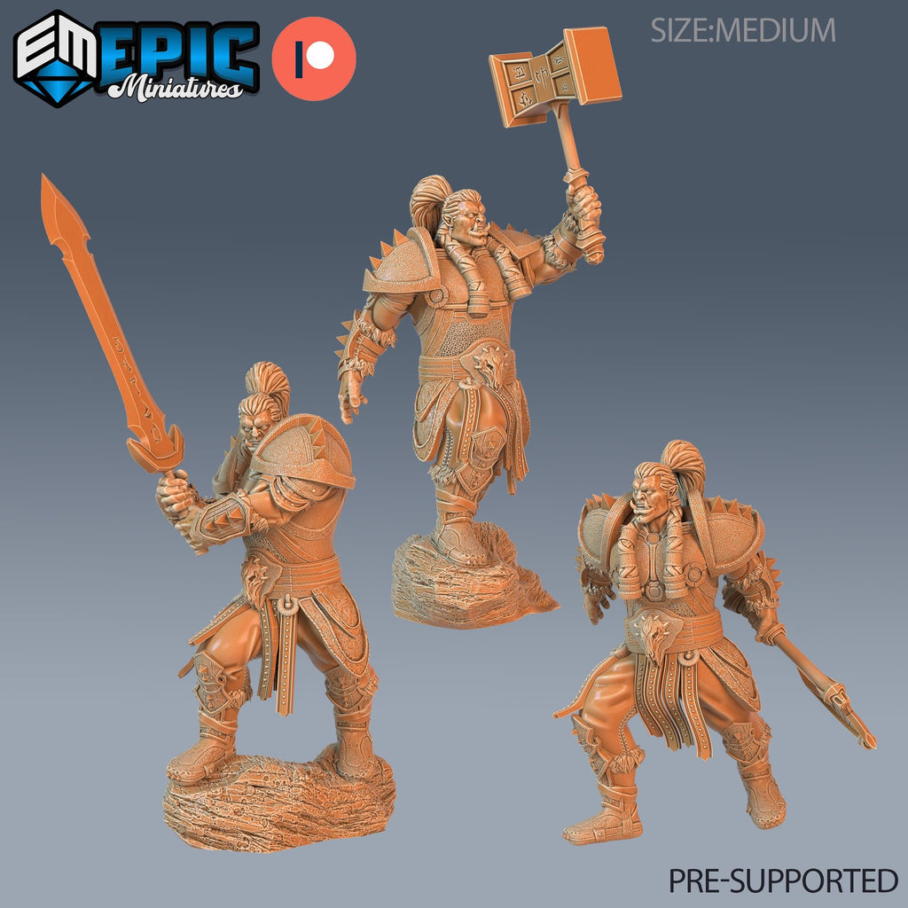 Orc Paladin Player Character Set of 3 DND miniatures group photo Sunrise Tavern