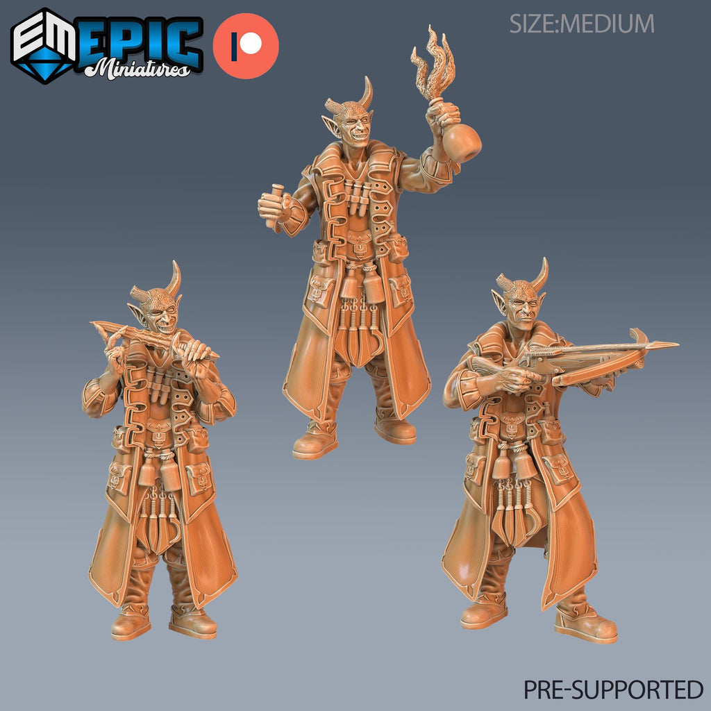 Tiefling Rogue Player Character Set of 3 DND miniatures group photo Sunrise Tavern