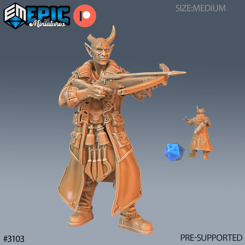 Tiefling Rogue Player Character Option #3103 front DND miniature Sunrise Tavern 16k resin