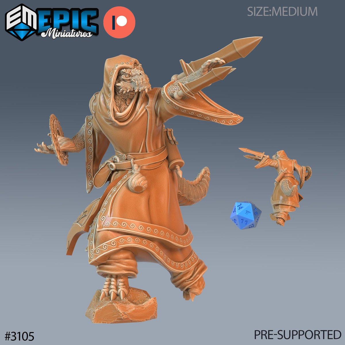 Half Dragon Sorcerer Player Character Option #3105 front DND miniature Sunrise Tavern 16k resin