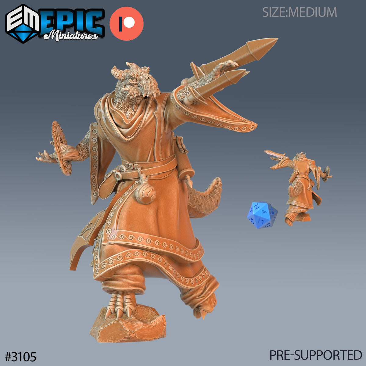 Half Dragon Sorcerer Player Character Option #3106 front DND miniature Sunrise Tavern 16k resin