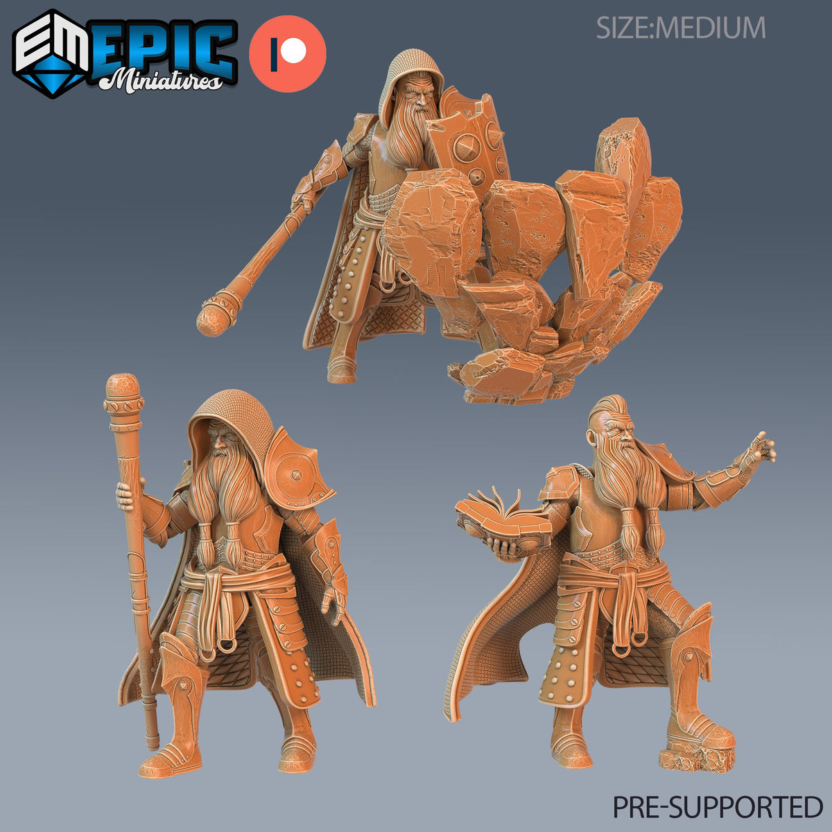 Dwarf Cleric Player Character Set of 3 DND miniatures group photo Sunrise Tavern