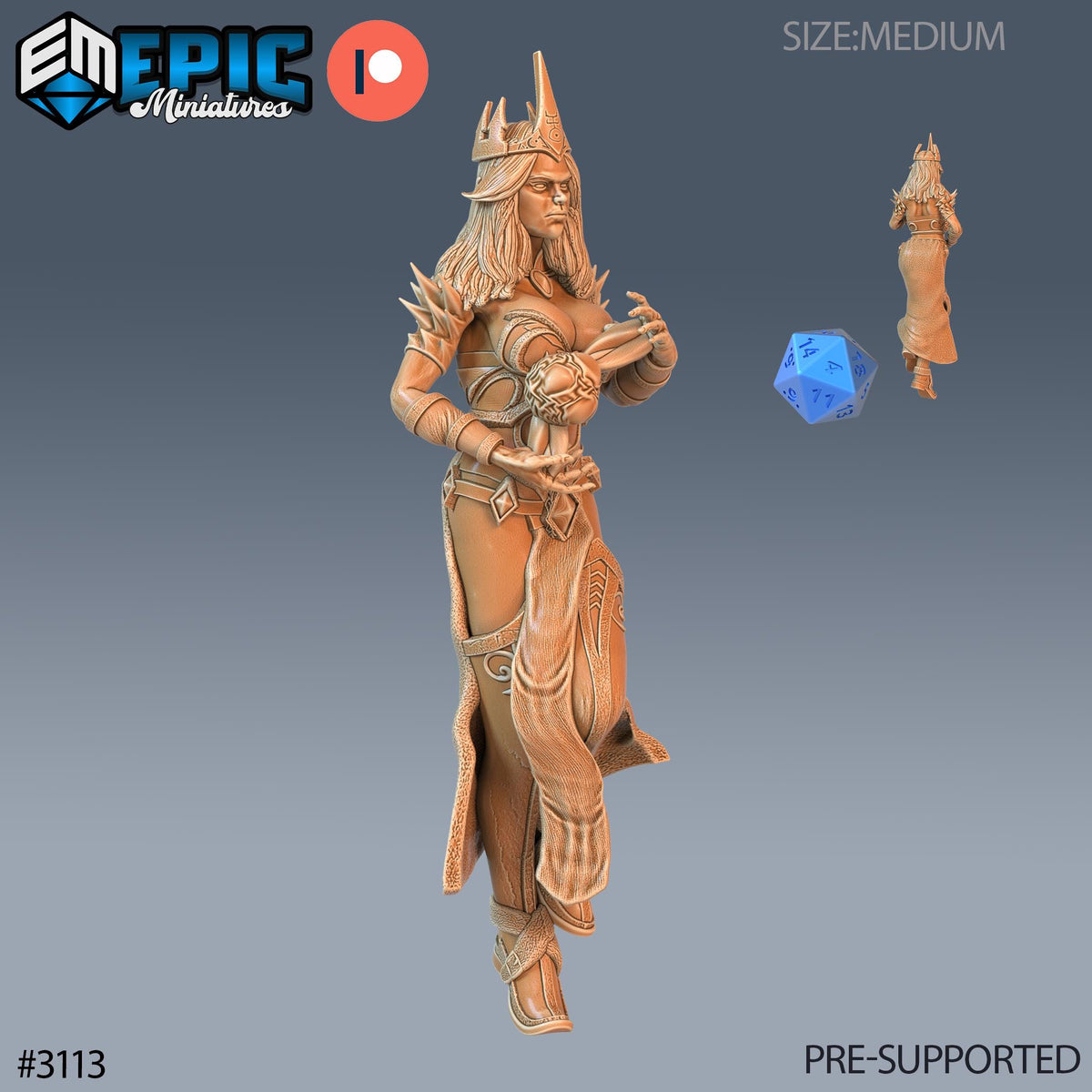Wizard Female Player Character Option #3113 front DND miniature Sunrise Tavern 16k resin