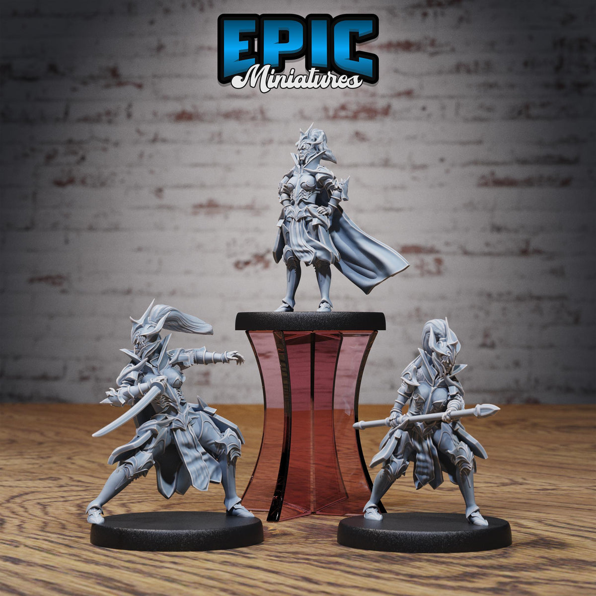 Hunters Guild Female Knight Set of 3 DND miniatures group photo Dragons Reign