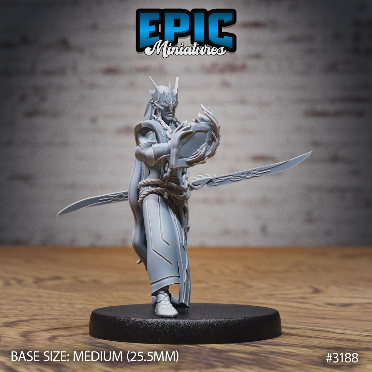 Hunters Guild Elven Red Mage Option #3188 front DND miniature Dragons Reign 16k resin