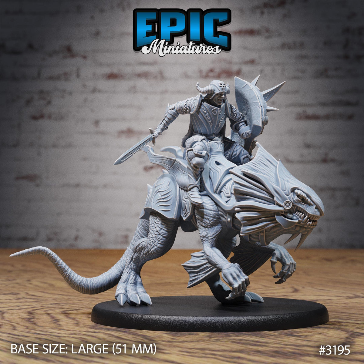Hunters Guild Drake Knight Option #3195 front DND miniature Dragons Reign 16k resin