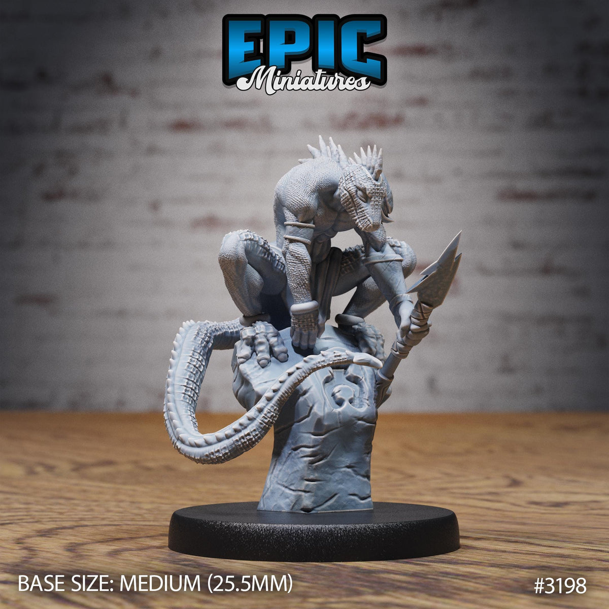 Lizardfolk Human Hunter Option #3198 front DND miniature Dragons Reign 16k resin