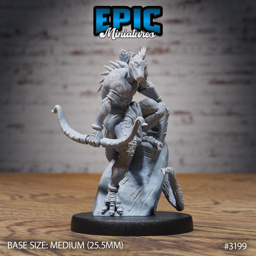 Lizardfolk Human Hunter Option #3199 front DND miniature Dragons Reign 16k resin