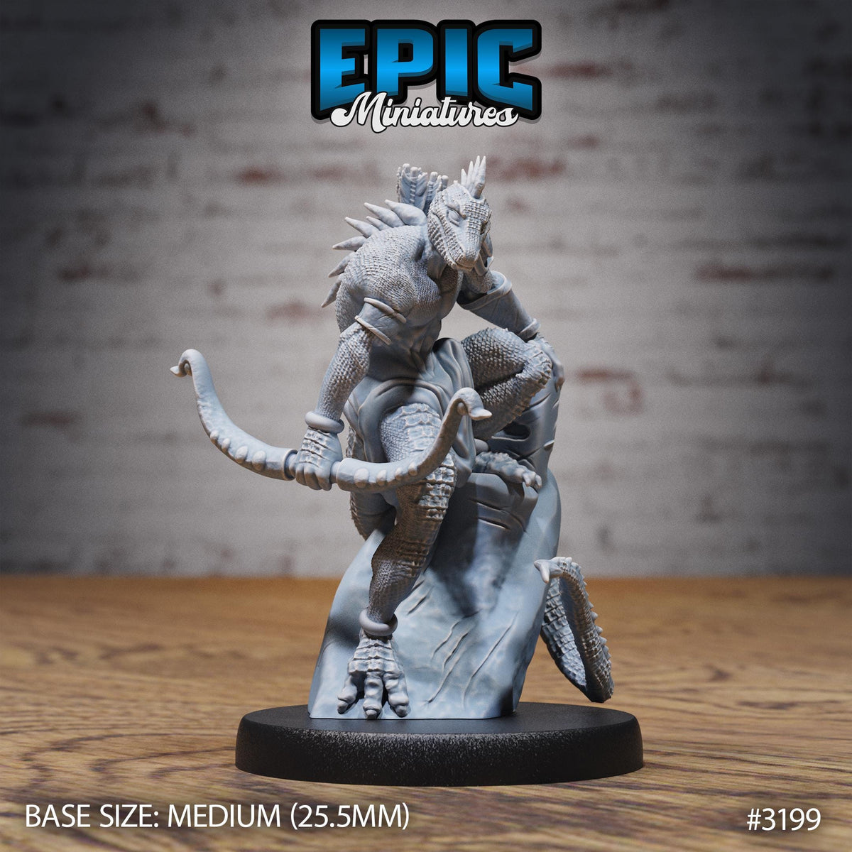 Lizardfolk Human Hunter Option #3199 front DND miniature Dragons Reign 16k resin