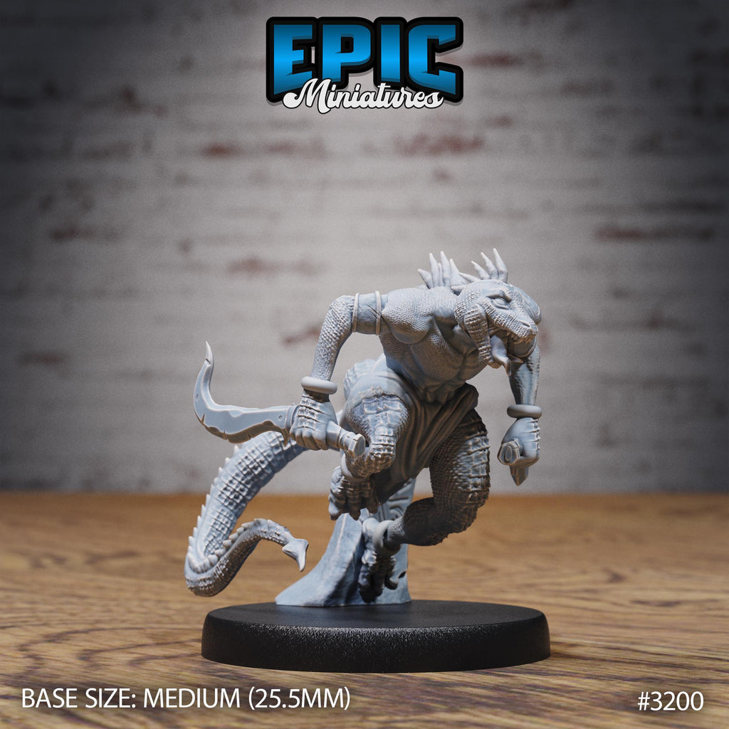 Lizardfolk Human Hunter Option #3200 front DND miniature Dragons Reign 16k resin