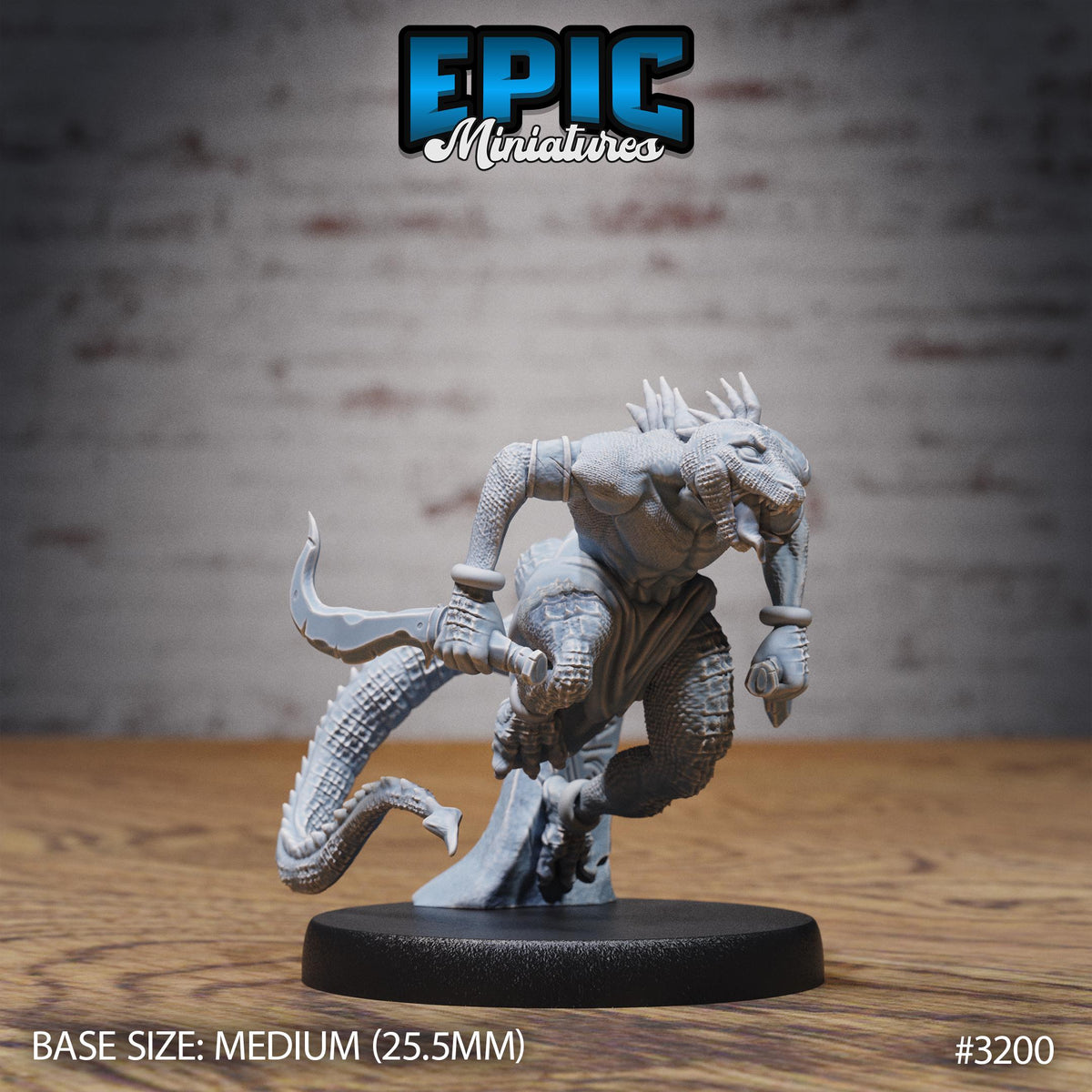 Lizardfolk Human Hunter Option #3200 front DND miniature Dragons Reign 16k resin